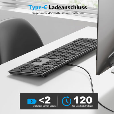 OMOTON Bluetooth Tastatur für Mac(MacBook/MacBook Air/MacBook Pro/iMac/iMac Pro/Mac Pro), wiederaufl