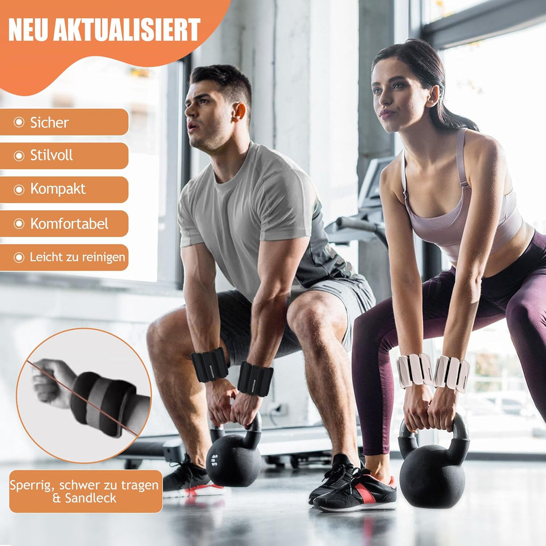 BECOJADDE Gewichtsmanschetten fuss 0.45 KG / 0.9 KG Je Gewichte für Beine und Arme Set 2 Ankle Weigh