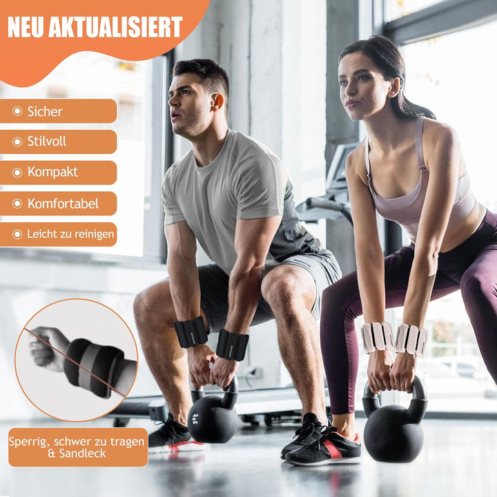 BECOJADDE Gewichtsmanschetten fuss 0.45 KG / 0.9 KG Je Gewichte für Beine und Arme Set 2 Ankle Weigh