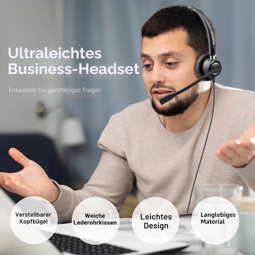 3,5 mm kabelgebundenes Headset mit Noise Canceling Mikrofon, USB-C/3,5 mm Jack 2-in-1 PC Headset, St