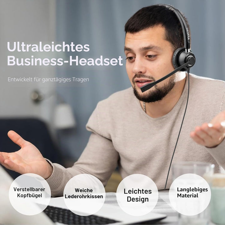 3,5 mm kabelgebundenes Headset mit Noise Canceling Mikrofon, USB-C/3,5 mm Jack 2-in-1 PC Headset, St