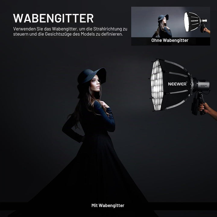 NEEWER 45cm Octagon Softbox Bowens Halterung, Schnellverschluss Achteckige Softbox, Diffusoren/Waben