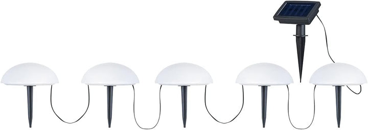 Lunartec Solar Bodenleuchte: Solar-Bodenlichterkette mit 5 warmweissen Halbkugeln, 2er-Set (LED-Lich