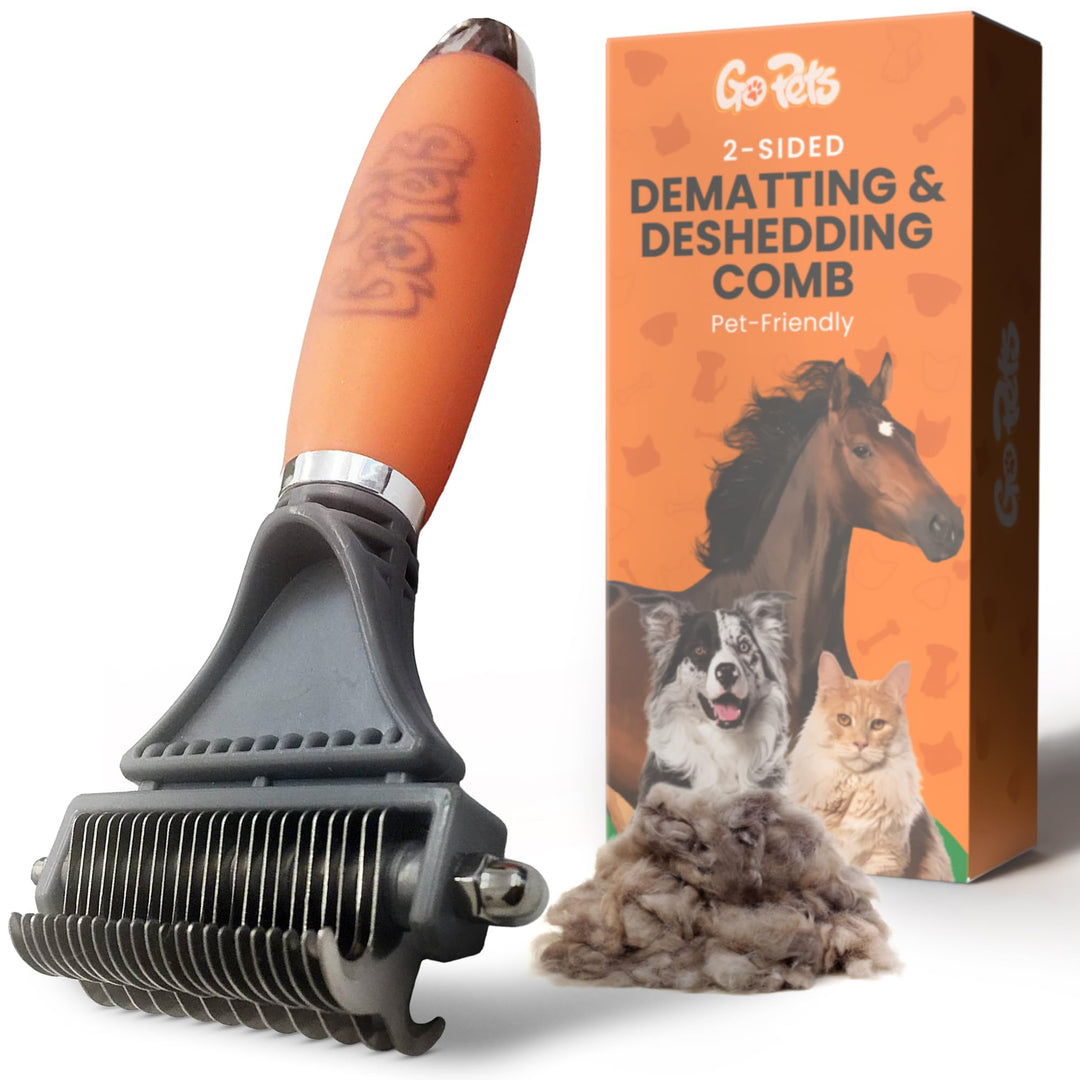 GoPets Entfilzungskamm mit 2-seitigem Profi-Harke für Katzen und Hunde