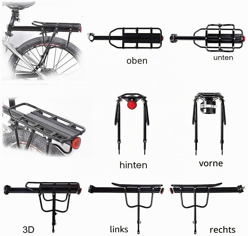 MAIKEHIGH Einstellbare Träger Fahrrad Gepäckträger Fahrradzubehör Ausrüstung Ständer Reitstock Fahrr