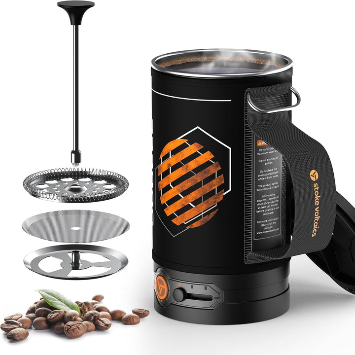 Elektrische French Press Kaffeebereiter, 2-in-1-Design zum Wasserkochen und Kaffeepressen, 500W Kaff
