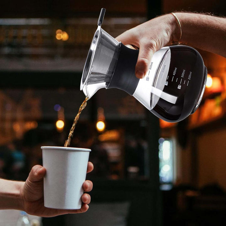 Pour Over Kaffeebereiter, 600ml Kaffeebrüher für Filterkaffee, Hand Kaffee Edelstahl Handfilter Aus