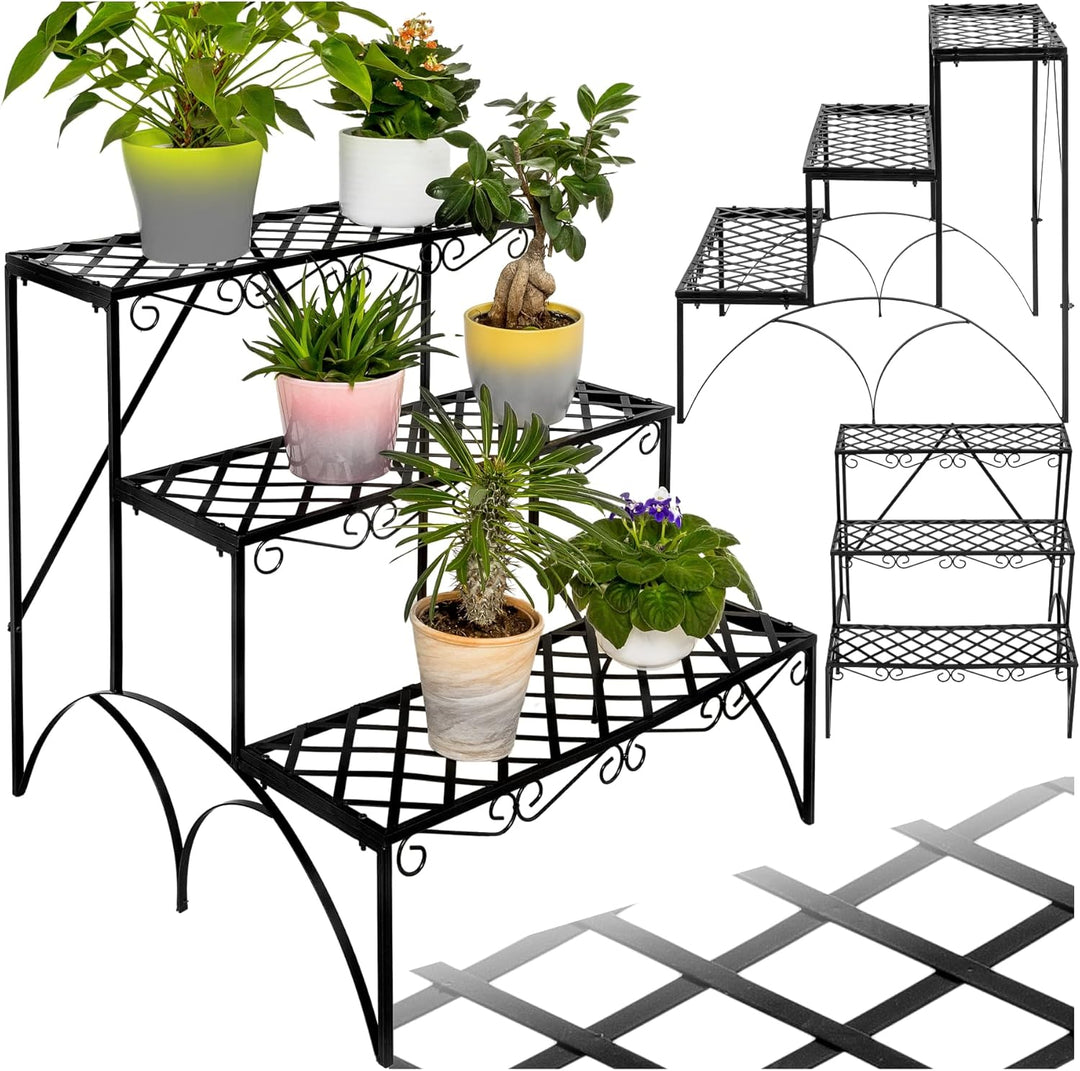 tectake Pflanzentreppe Blumenbank 3 Stufen - belastbar bis 30 kg - ca. 60x60x60cm - Diverse Modelle
