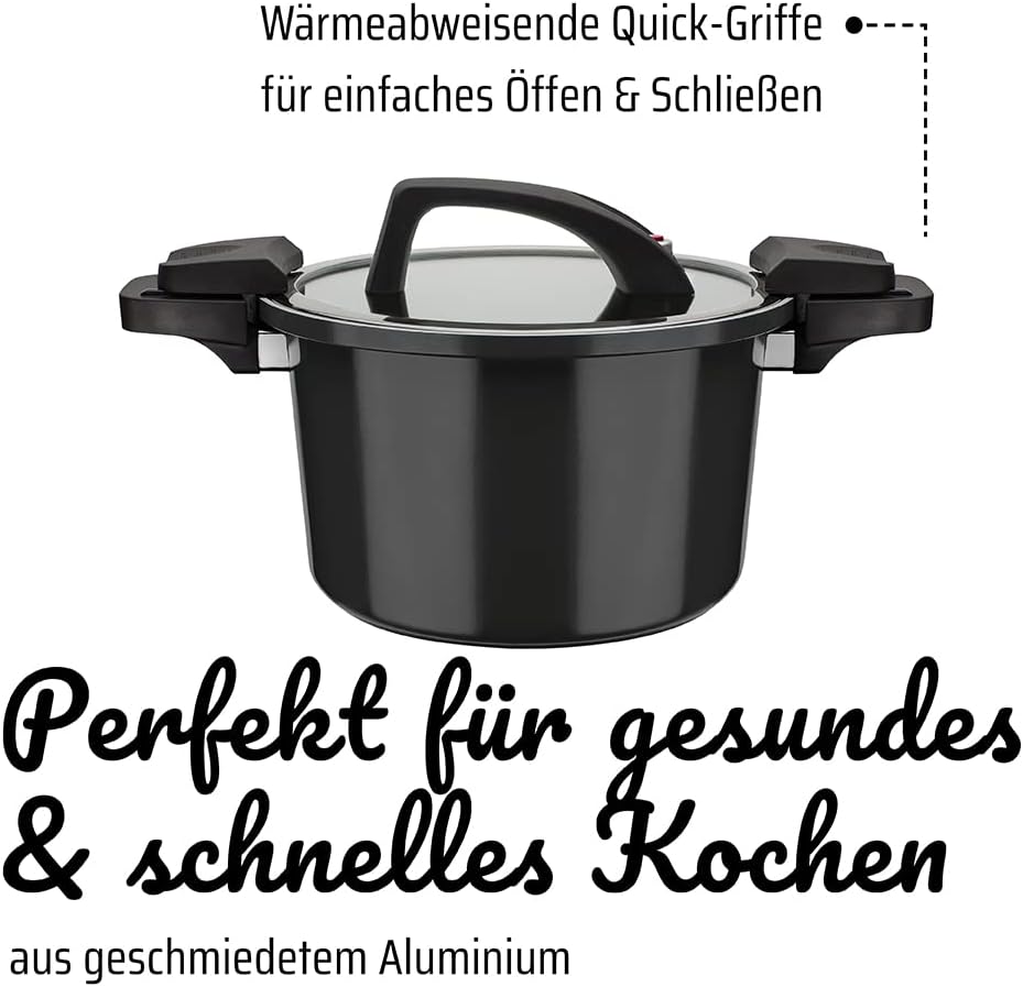GSW Nero Energiespartopf Gourmet – hochwertiger Kochtopf mit Deckel, ideal für energiesparendes und