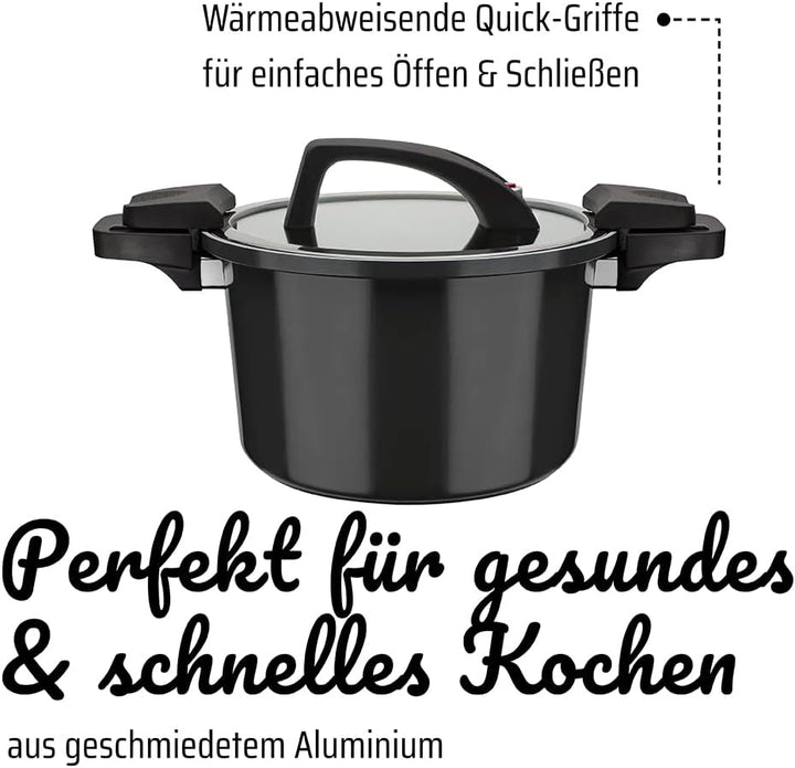 GSW Nero Energiespartopf Gourmet – hochwertiger Kochtopf mit Deckel, ideal für energiesparendes und