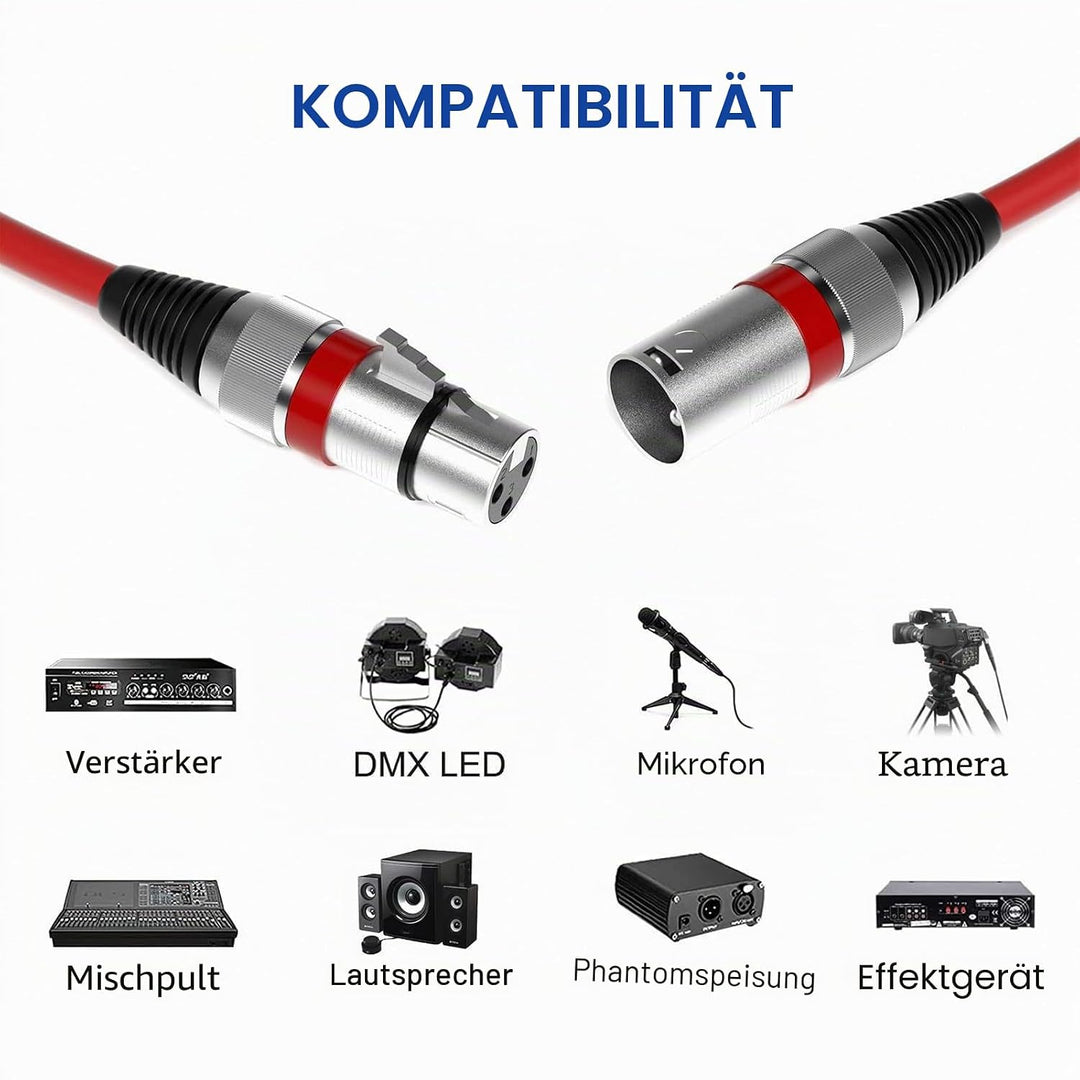 Colexy XLR Mikrofonkabel 5 Stück 3-Pin DMX Mikrofon 5 m Mikrofonkabel XLR Stecker auf Buchse DMX Mik