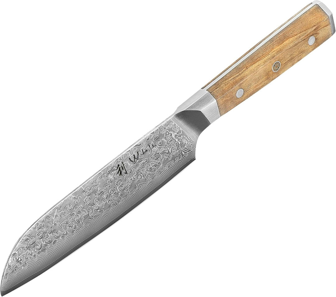 Wakoli Oribu Santokumesser 18 cm extrem scharfe Klinge aus 67 Lagen I Damast Küchenmesser und Profi