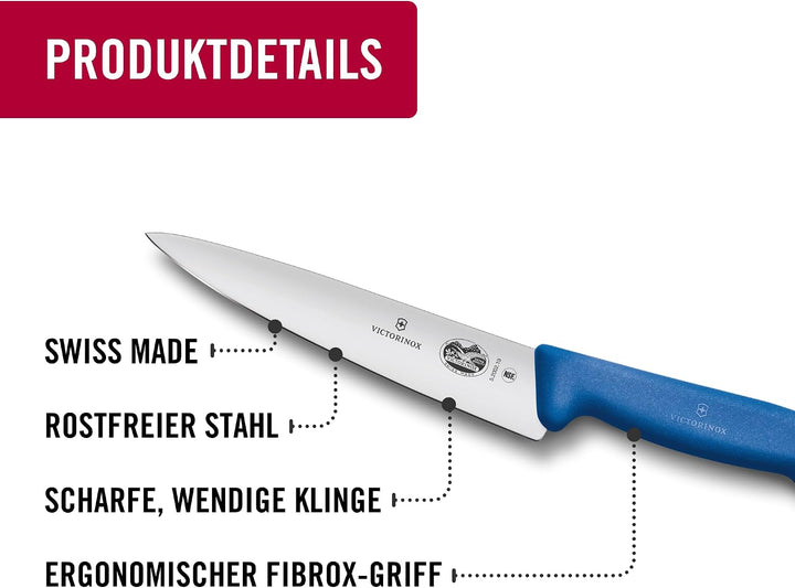 Victorinox Fibrox Kochmesser, Breites Universalmesser für Fleisch, Fisch, Gemüse und Kräuter, 19 cm,