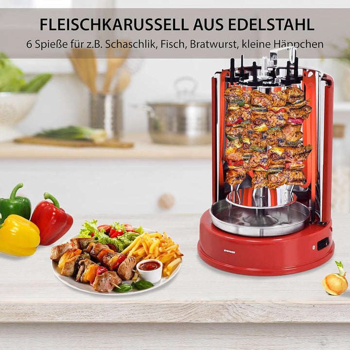Syntrox Germany Dönergrill ROT-A-1400W-RED-Aragon Vertikal-Kebab & Gyrosgrill Schaschlikgrill Rotiss