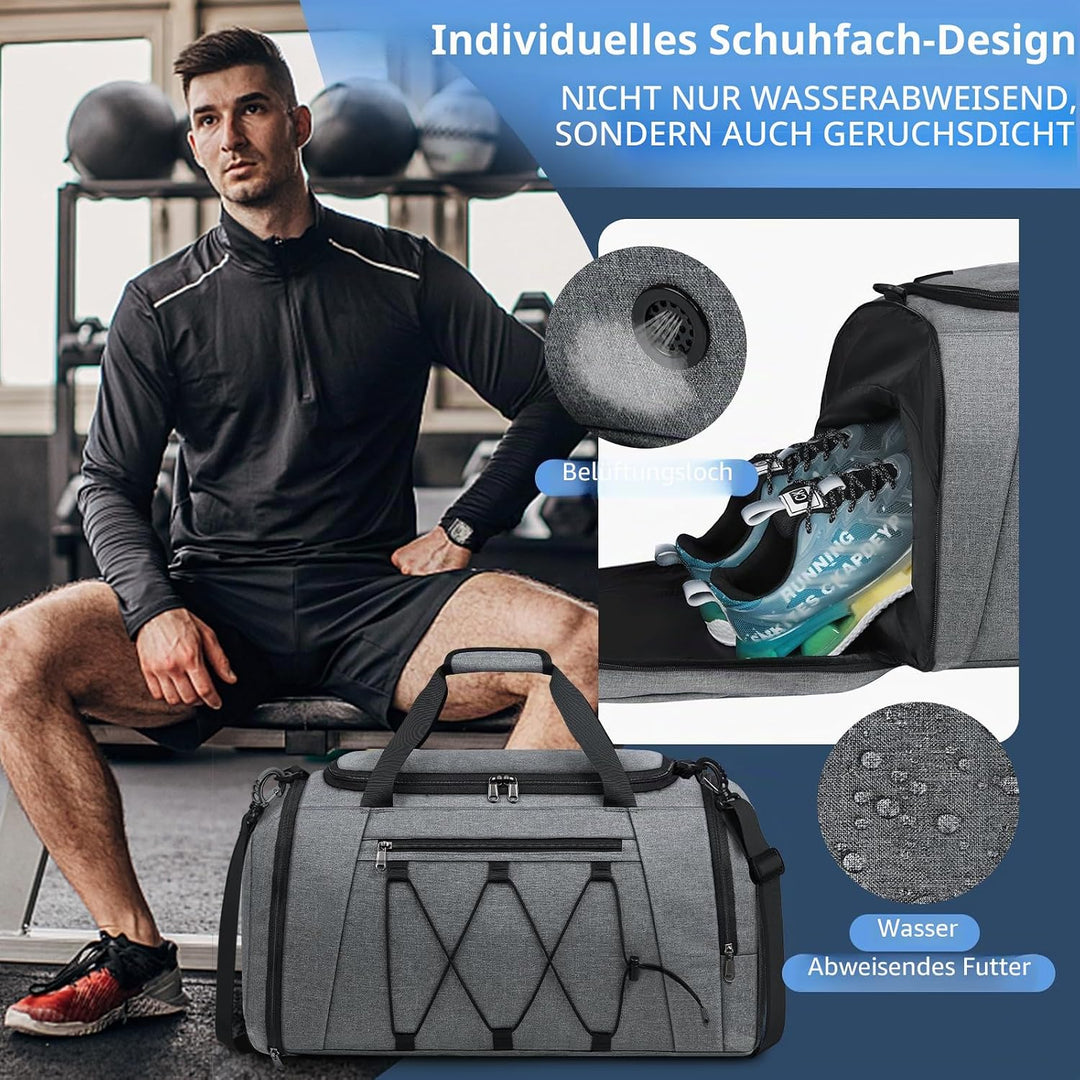 NUBILY Sporttasche Herren Damen mit Schuhfach Nassfach Wasserdicht Trainingstasche Schwimmtasche Gro