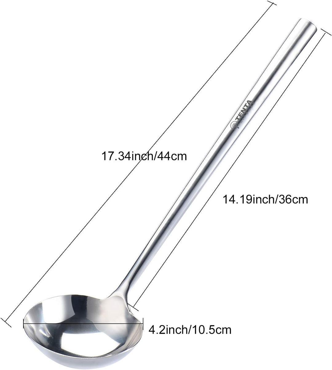 TENTA Kitchen Professional Large Stainless Steel Serving Ladle Spoon - Gravy Ladle Soup Spoon for Sc