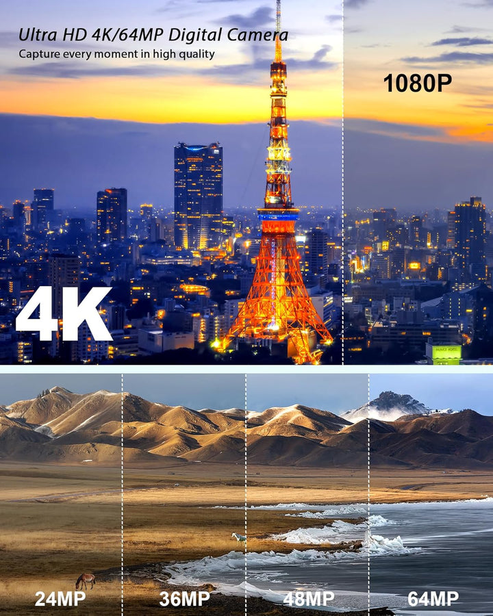 Digitalkamera 1080P, 48 Megapixel 12X Optischer Zoom Fotokamera, optischer Bildstabilisator Vlog Kam