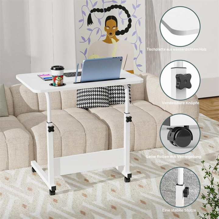 PIPIPOXER 60x40cm Laptoptisch höhenverstellbarer Schreibtisch Computertisch mobiler Laptop-Schreibti