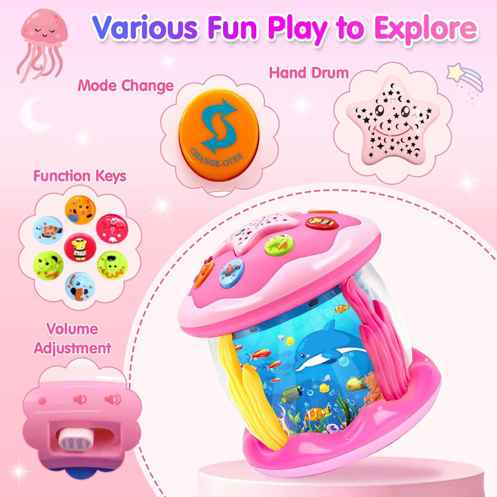 Baby Spielzeug ab 1 Jahr Mädchen Junge Drehender Projektor Babyspielzeug ab 6 12 18 Monate mit Musik