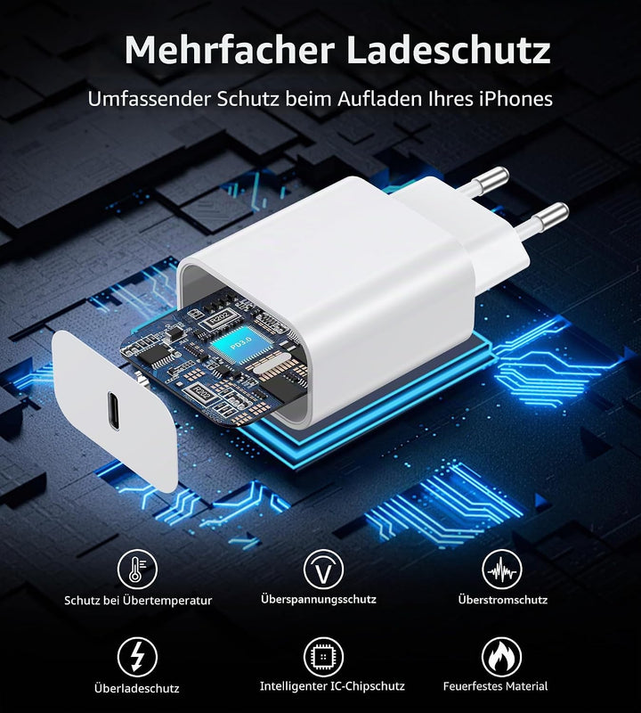 BHHB 20W USB C Ladegerät, A-pple Adapter Netzteil für i-Phone entwickelt, USB C Stecker mit i-Phone