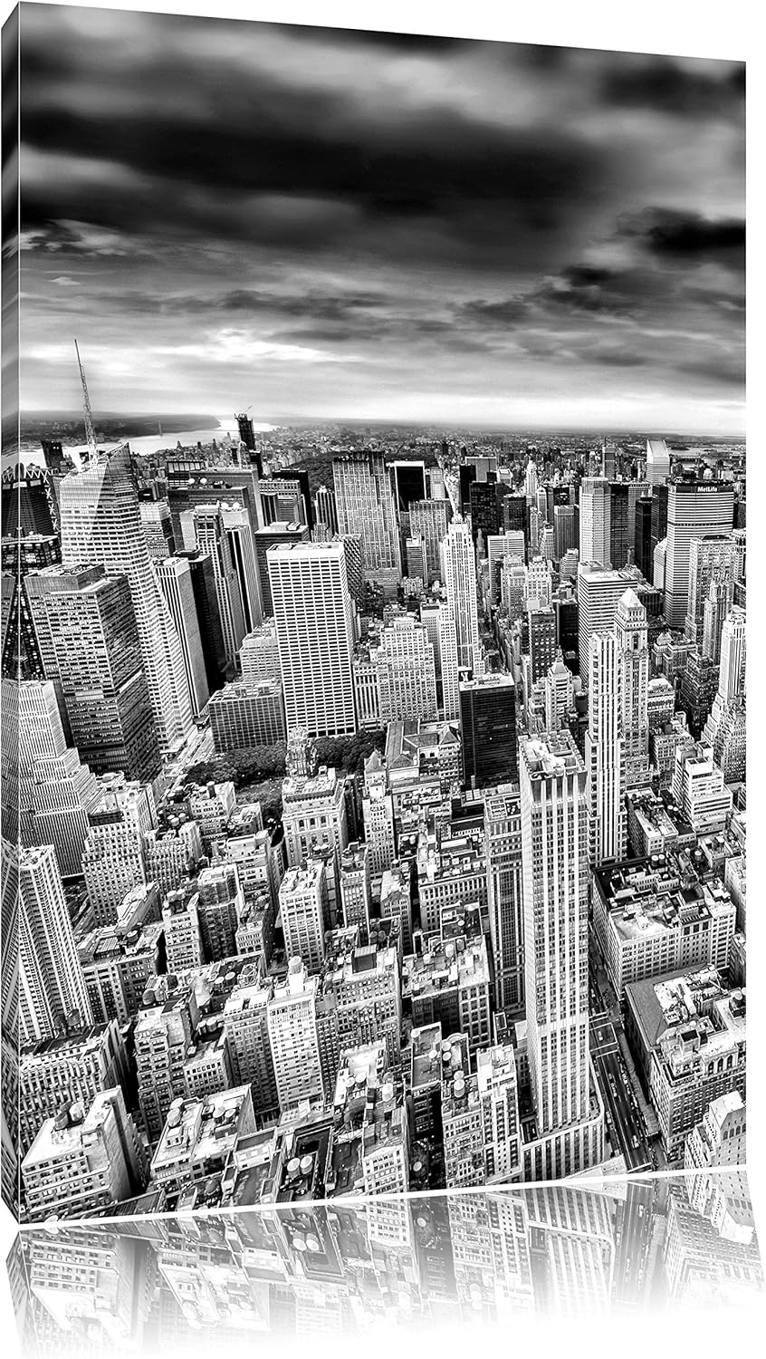Pixxprint Monocrome, Skyline New York - Blick vom Dach des Empire State Building, Format: 100x70 auf
