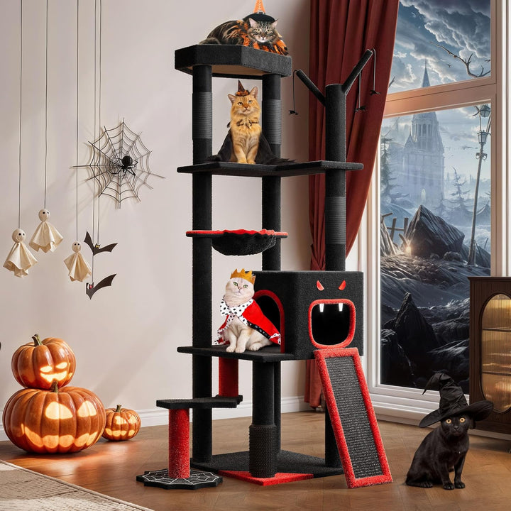 YITAHOME Gothic Kratzbaum Gross, 153cm Hoch, XL Grosse Katzen Stabil mit 4 Sisalsäule, 1 Kratzbrette