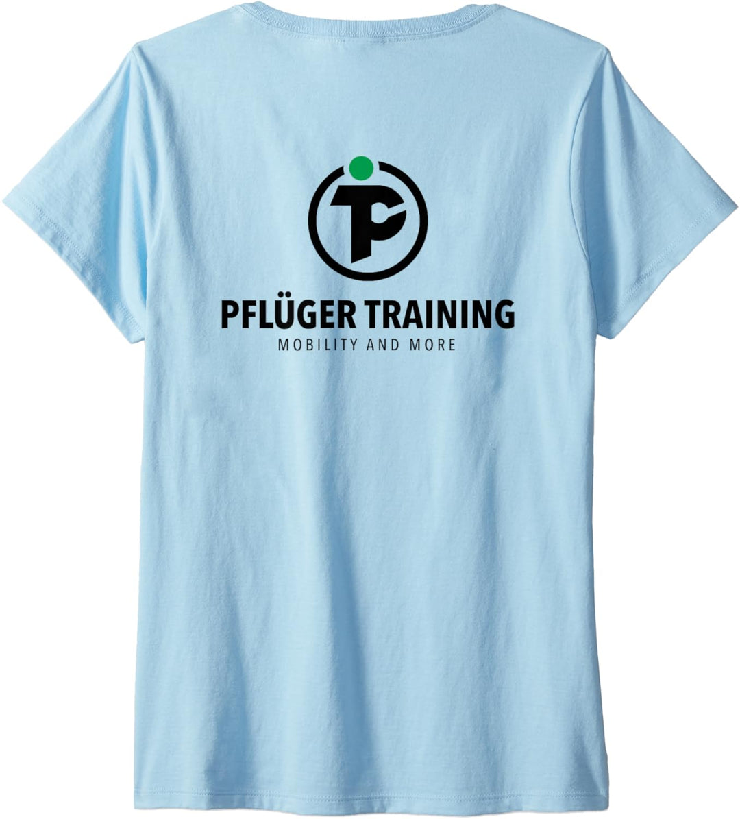 Damen Pflüger Training Mobility and More Logo Hinten und Vorne T-Shirt mit V-Ausschnitt