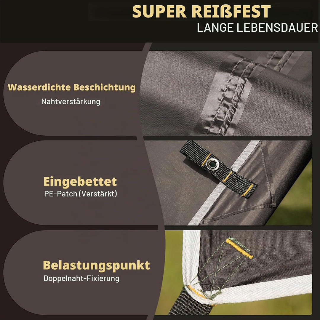 Tarp 3x4M Wasserdicht, Ultraleicht Camping Zeltplane, mit 15 Öse+6 Aluminiumstifte+8 Nylonseile, Ant