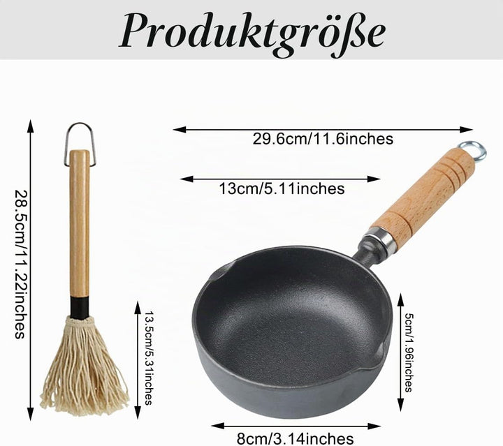 HyzaPhix Sossentopf Gusseisen BBQ Grill Zubehör, Marinadenpinsel Gusseisen Topf für Grill, Grill Sau