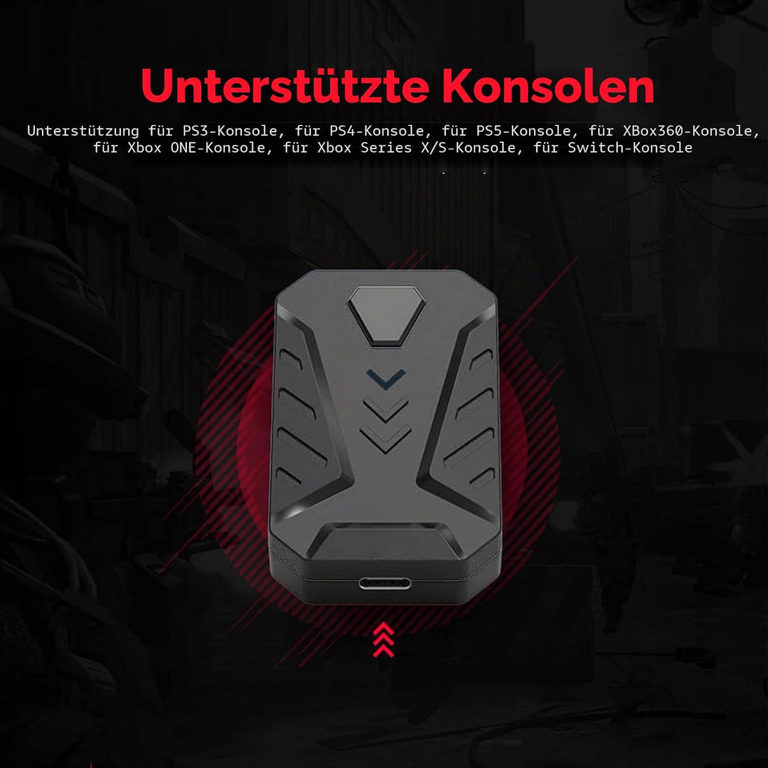 Einhand-Halb-Gaming-Tastatur- und Maus-Kombination, mit Tastatur- und Mauskonverter, Unterstützt für