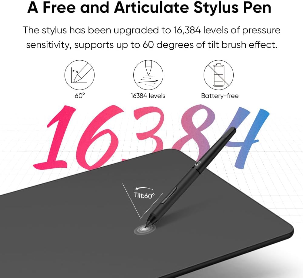 XP-PEN Deco 01 V2 Grafiktablett 10x6,25 Zoll Zeichentablett mit Neigungserkennung zum Malen & Fotobe