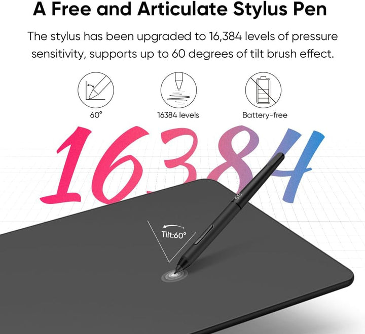 XP-PEN Deco 01 V2 Grafiktablett 10x6,25 Zoll Zeichentablett mit Neigungserkennung zum Malen & Fotobe