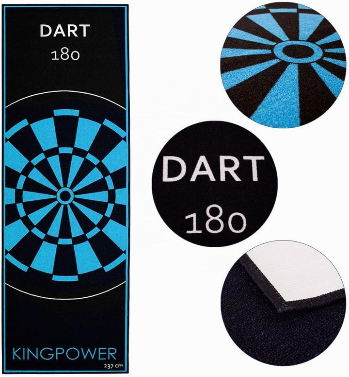 Kingpower Dartteppich mit Abwurflinie, Dart Zubehör mit Motiv, Dartmatte mit Oche, pflegeleichter Te