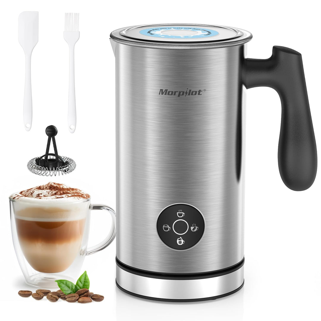 Morpilot Milchaufschäumer Elektrisch 4 in 1, 300ml, Milchschäumer für Heisser und Kalter Milchschaum