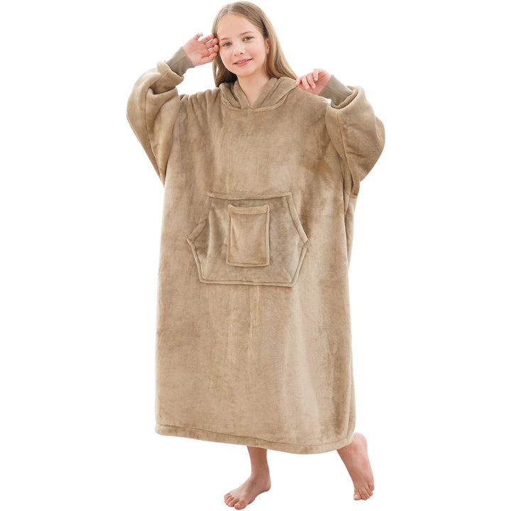 FUSSEDA Übergrosse Tragbare Decke Sweatshirt, Super Dicke Warme Sherpa Fleece Kuscheldecke Hoodie mi