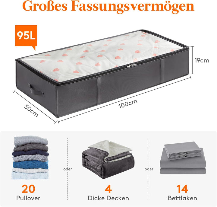 Lifewit 95L Aufbewahrungstasche, Unterbettkommode, 4 Stück Transporttasche, Umzugstaschen, Aufbewahr