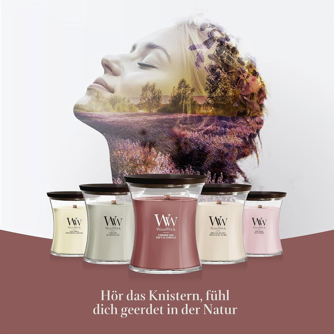 WoodWick Zimt Chai Dekorative Duftkerze im ovalformigem Glasgefäss 453.6 g, Glas, Cinnamon Chai, 11.