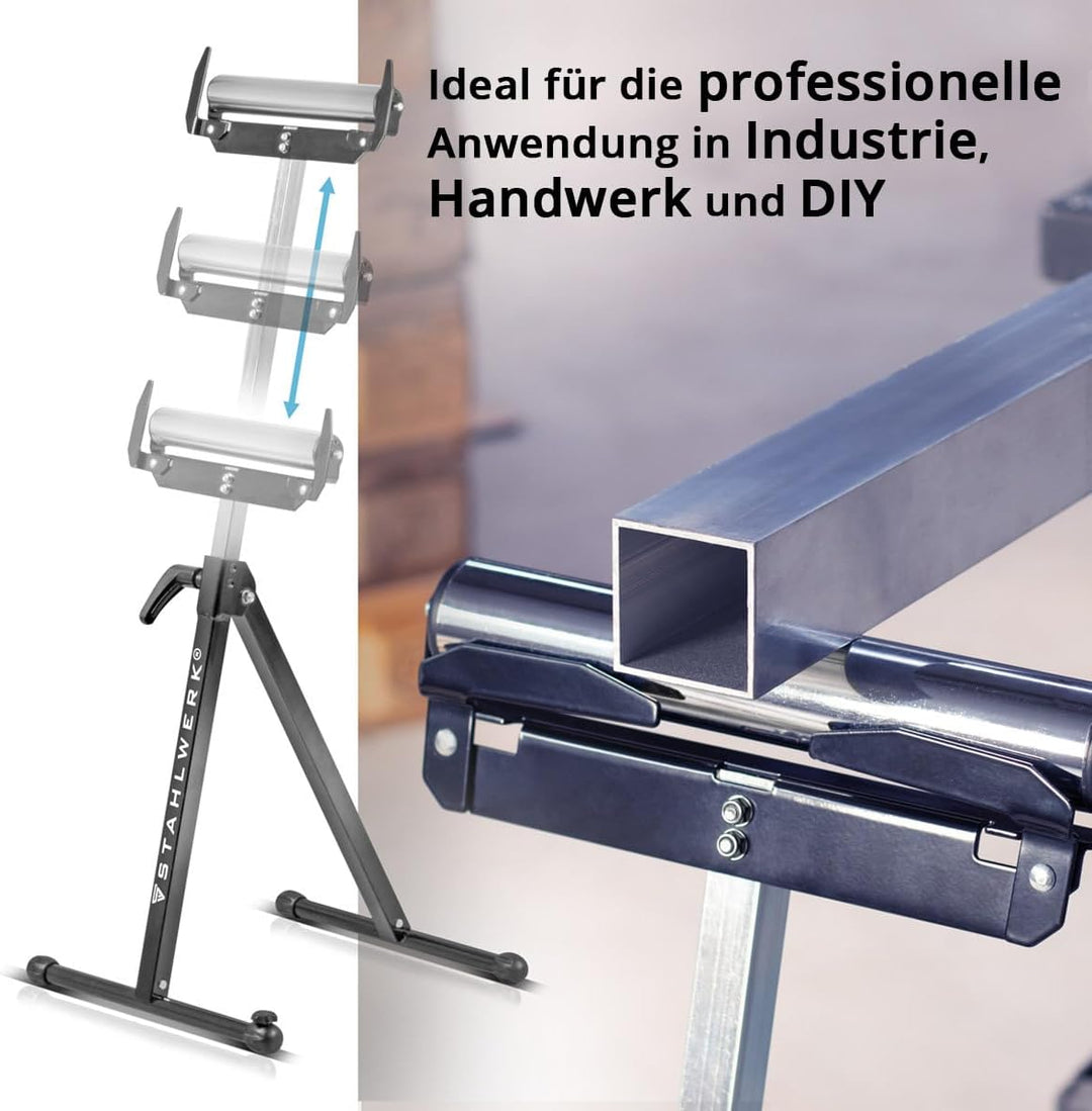 STAHLWERK Rollenbock RB-110 ST Arbeitsbock | Klappbock höhenverstellbar von 720 bis 1.100 mm mit 60
