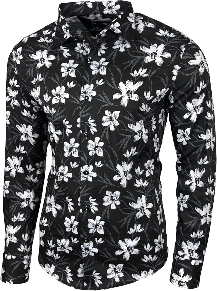 Blumen Hemden Herren Bunte Hemd Langarmhemd Muster Freizeitshemd Langarm Casual Mehrfarbig Shirt S S