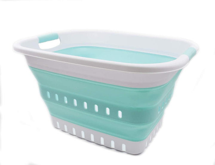 SAMMART 37L Collapsible Plastic Laundry Basket - Foldable Pop Up Storage Container/Organizer - Porta