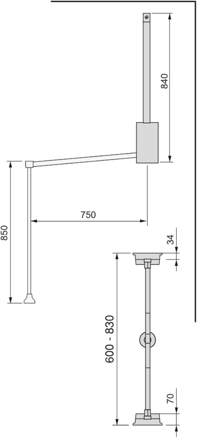 Emuca - Kleiderlift für Schrank, Ausziehbarer Kleiderlift 600-830mm Breite, Schrankinnenseiten Monta