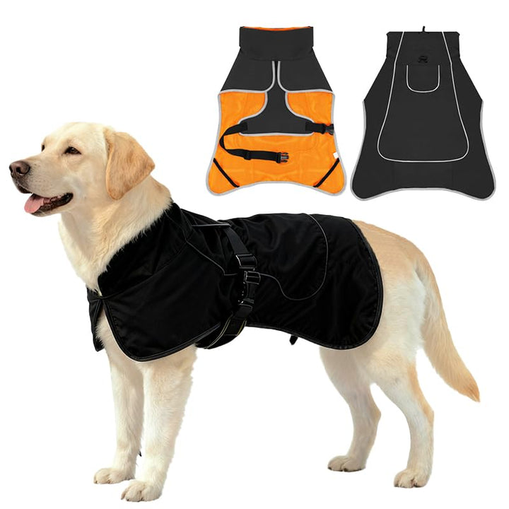 Hunderegenmantel wasserdicht & windfest - Einstellbar für kleine, mittelgrosse, grosse Hunde - Leich