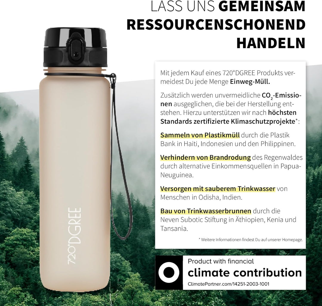 720°DGREE Trinkflasche “uberBottle“ 350ml, 500ml, 650ml, 1l softTouch +Früchtebehälter - Auslaufsich