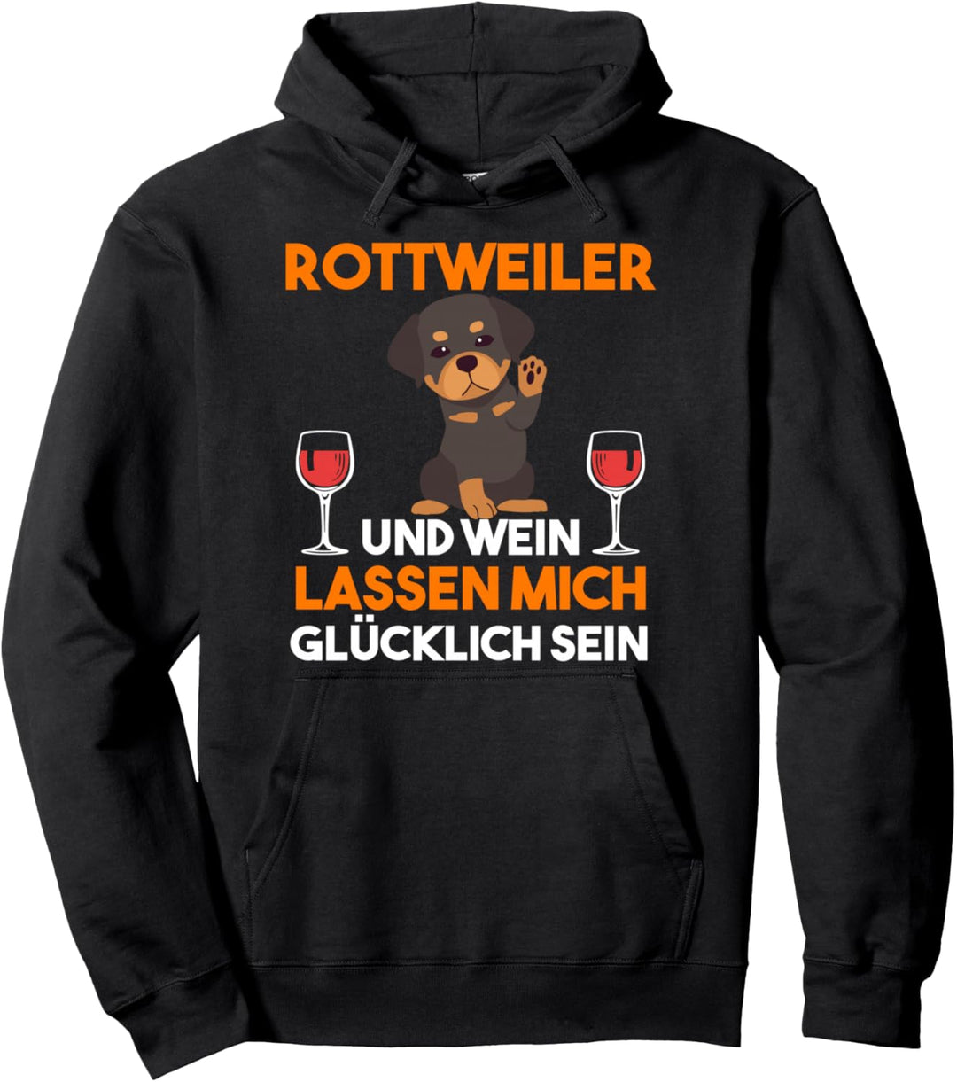 Rottweiler und Wein Pullover Hoodie
