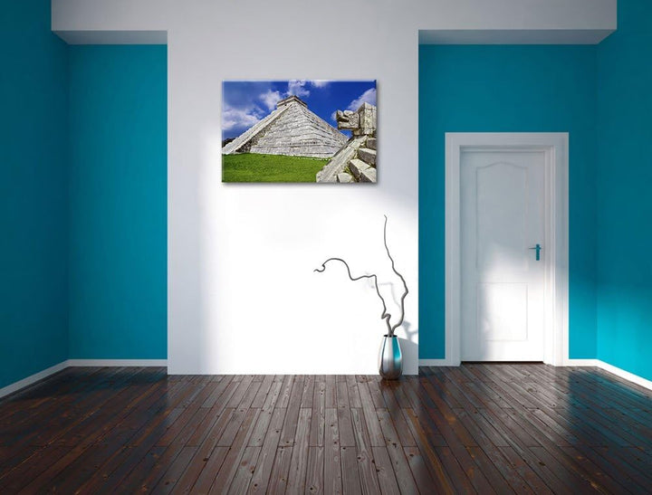 Schöner Maya Tempel in Mexiko Format: 100x70 auf Leinwand, XXL riesige Bilder fertig gerahmt mit Kei