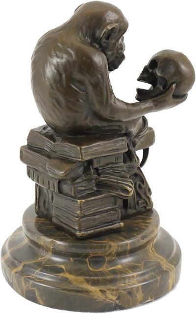Wolfgang Hugo Rheinhold - Skulptur AFFE mit Schädel in Bronze - signiert Milo - Kunst Kaufen - Skulp