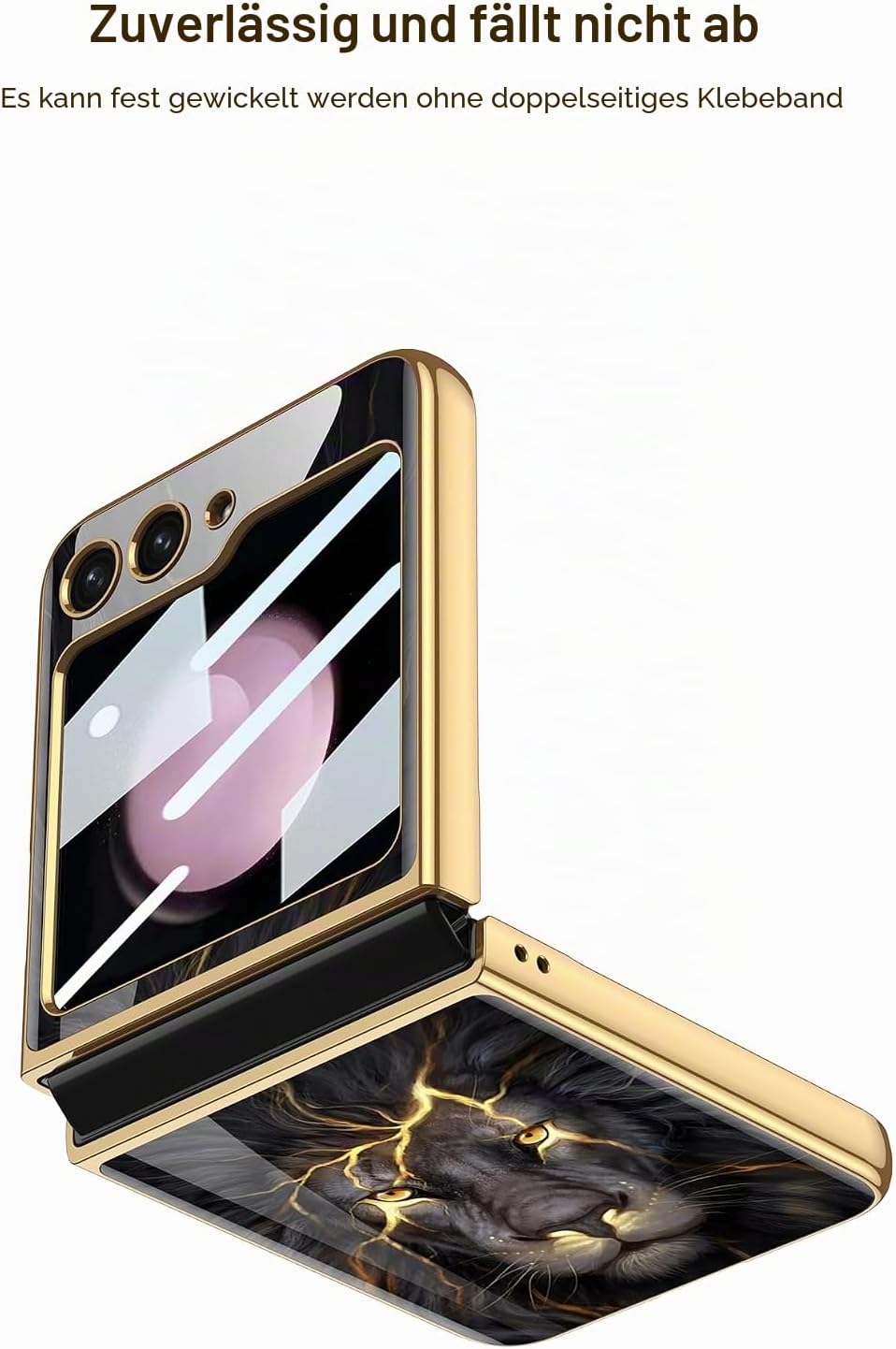 COQUE Galaxy Z Flip 5 5G Hülle,ultradünnes 9H Glas glänzend lackierte Handyhülle,Faltbare Handyhülle