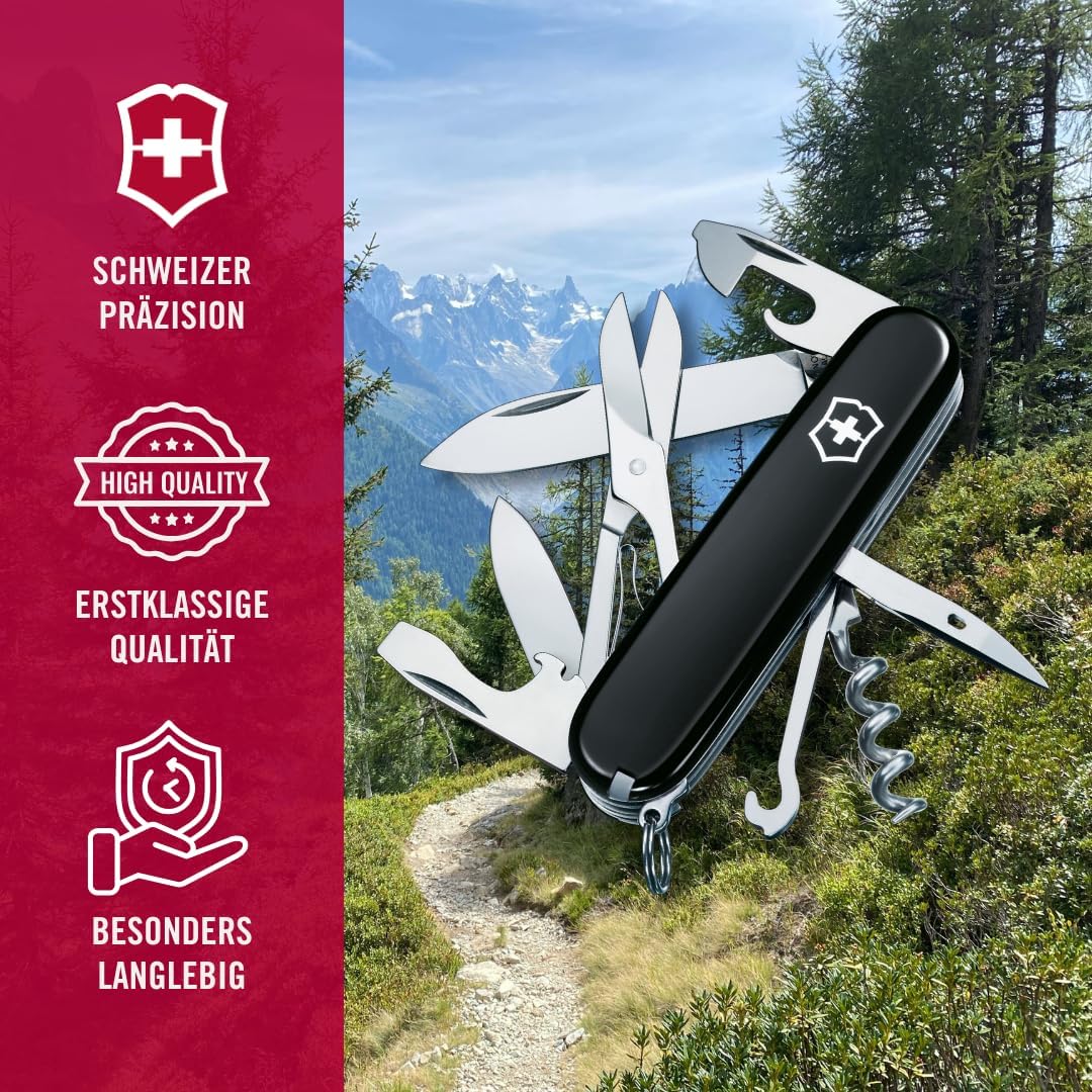 Victorinox Taschenmesser Climber (14 Funktionen, grosse Klinge, Kapselheber) 91mm Schwarz, Schwarz