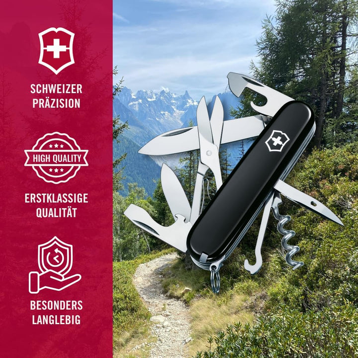 Victorinox Taschenmesser Climber (14 Funktionen, grosse Klinge, Kapselheber) 91mm Schwarz, Schwarz