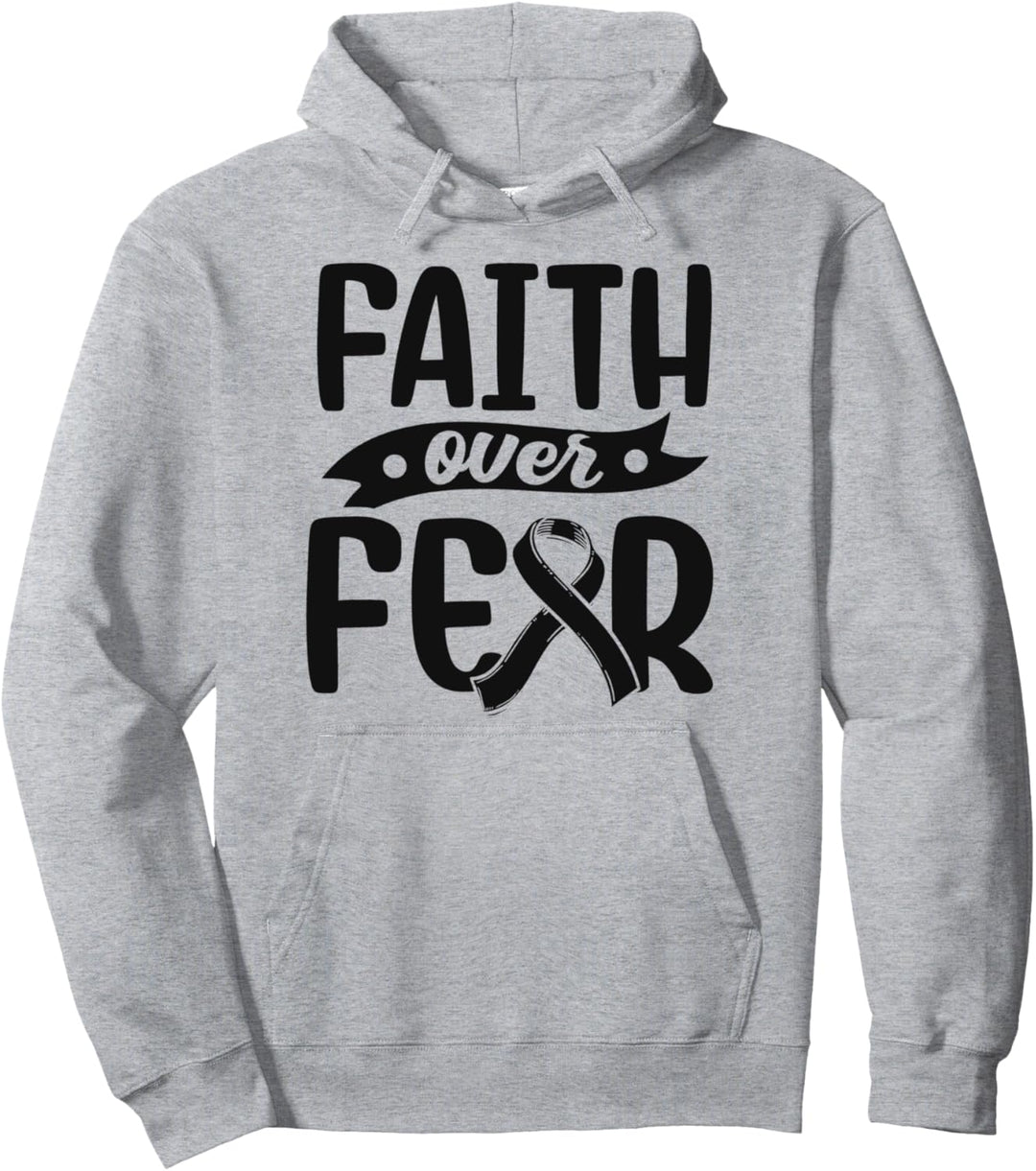 Brustkrebs Vorsorge Bewusstsein Faith Over Fear Krebspatient Pullover Hoodie